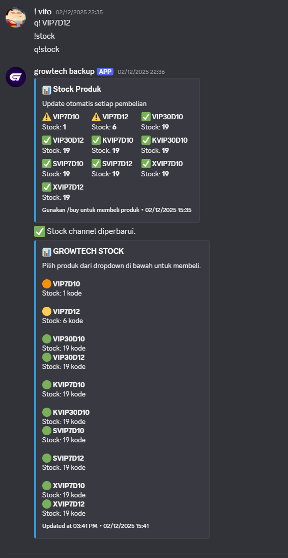Menu pilih produk di bot Discord